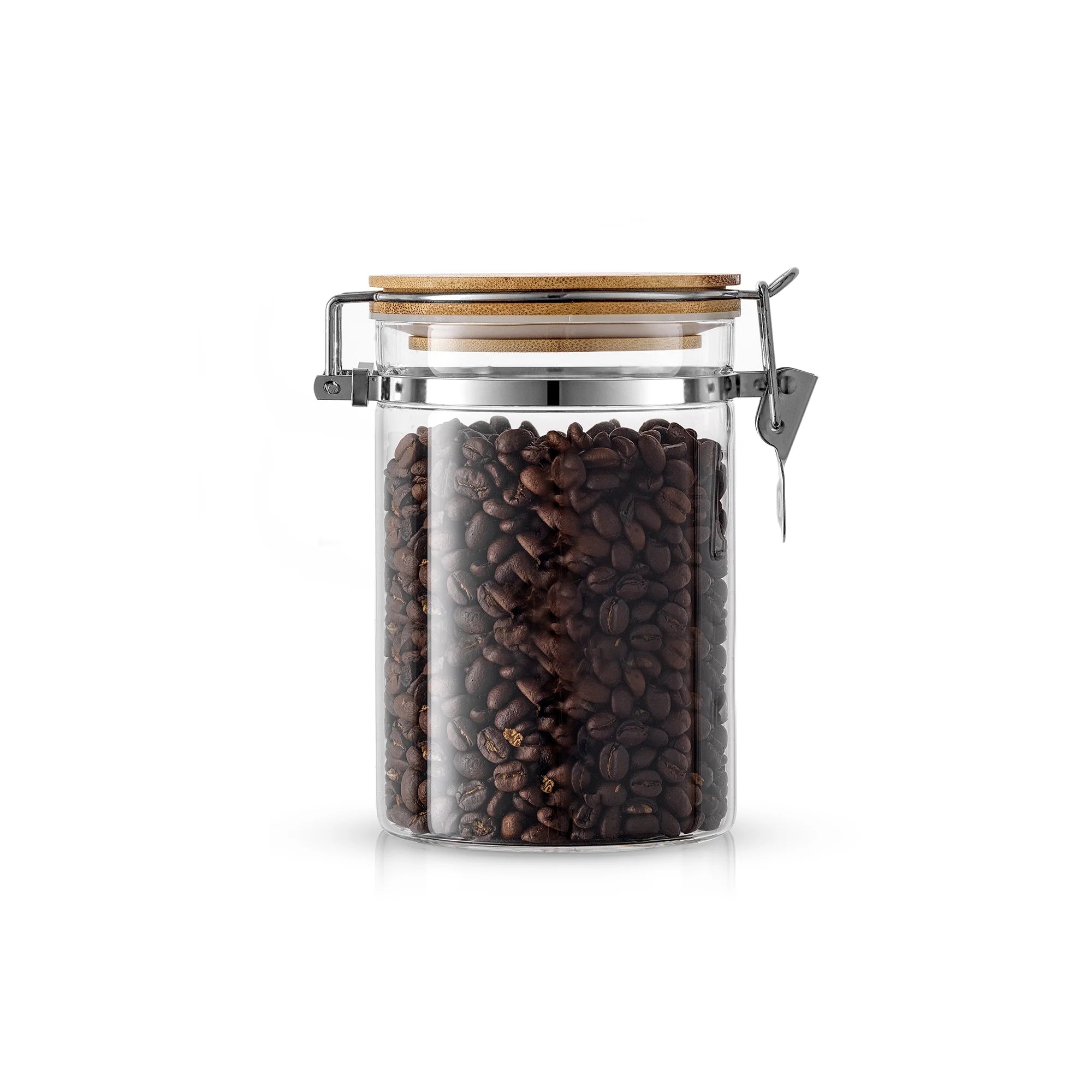 Large Glass Food Storage, Pickling Jars with Airtight Seal- Bamboo Clamp Lid (Set of 2) - 27 Oz