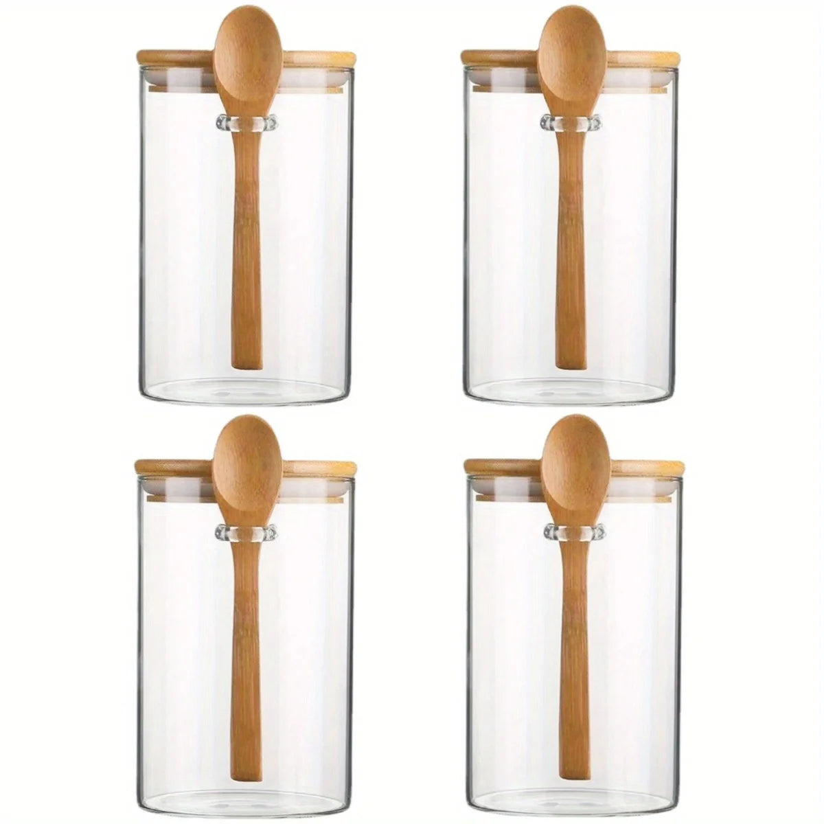 18Oz Airtight Glass Jars with Lids and Spoons