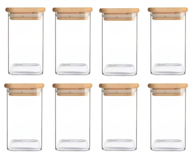 1/2/4/8Pcs, 10Oz Glass Jars with Airtight Lids, Candy Jars, Food Storage Containers with Bamboo Lids, Clear Jars