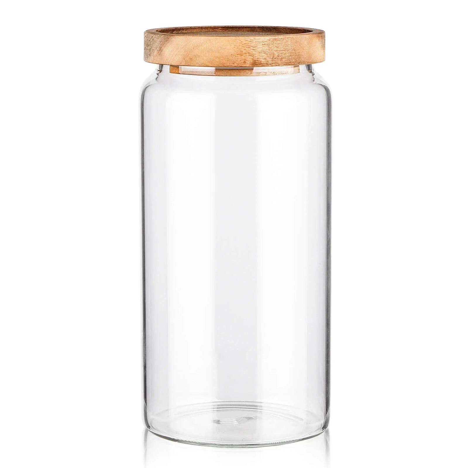 41 Oz Large Glass Canister with Wood Lids, 1200Ml Wide Mouth Pantry for Kitchen Storage Jar