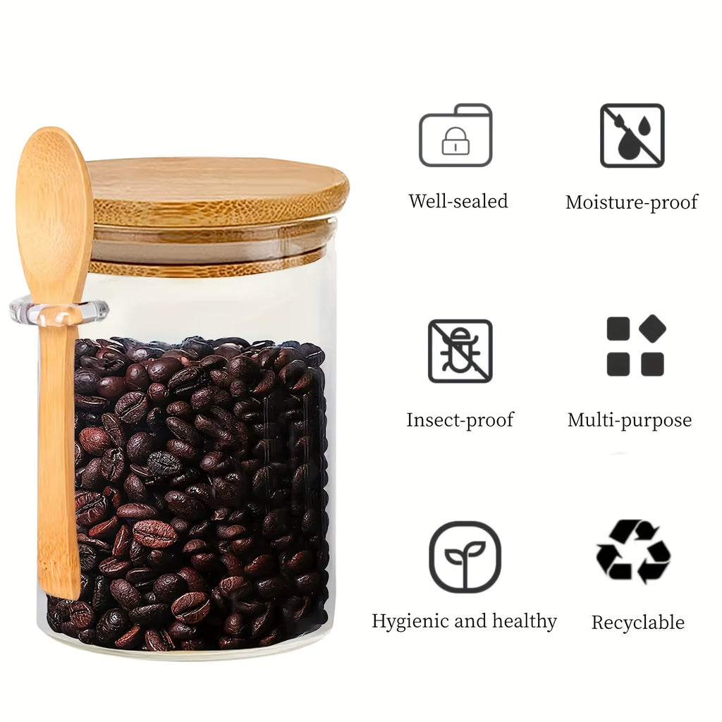 18Oz Airtight Glass Jars with Lids and Spoons