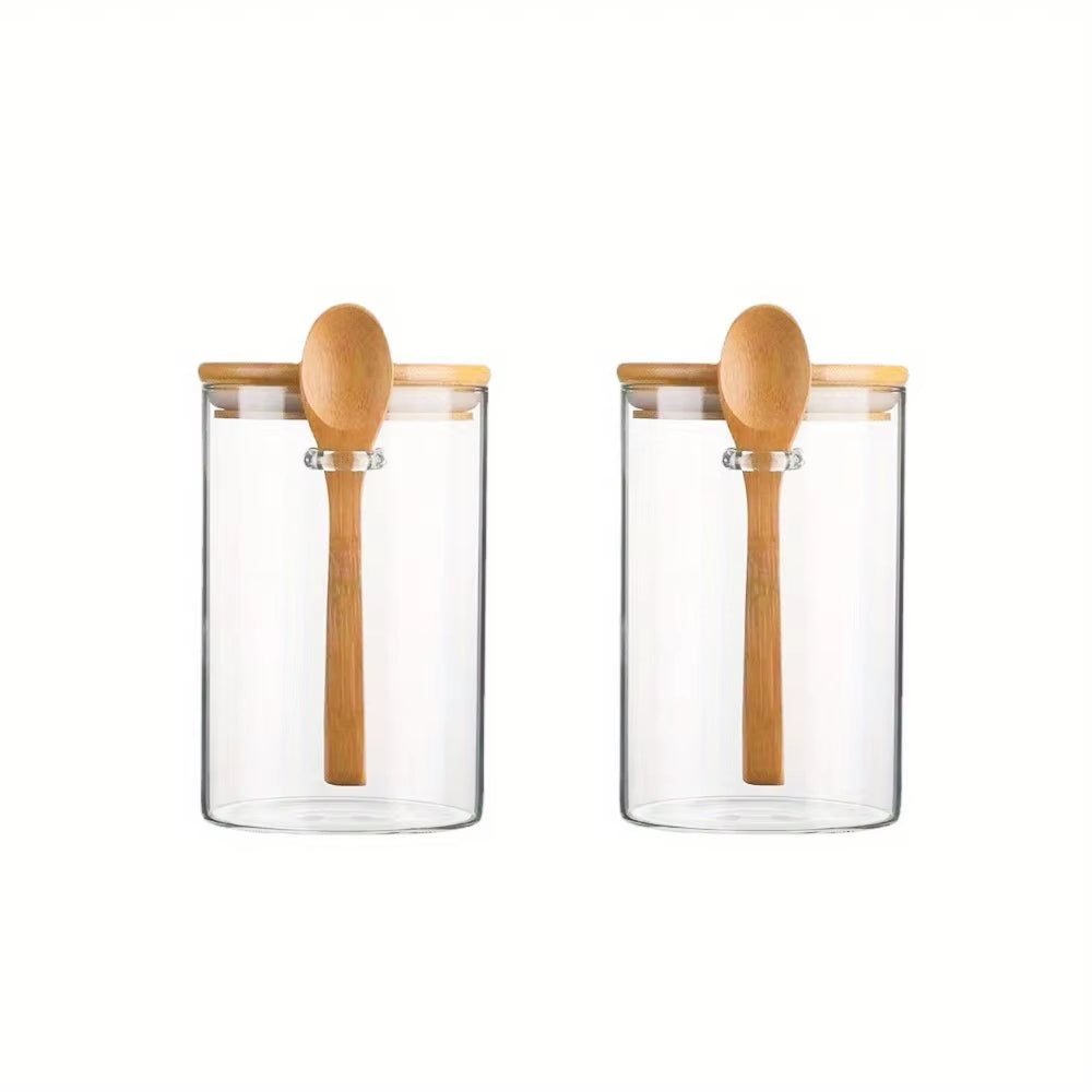 18Oz Airtight Glass Jars with Lids and Spoons