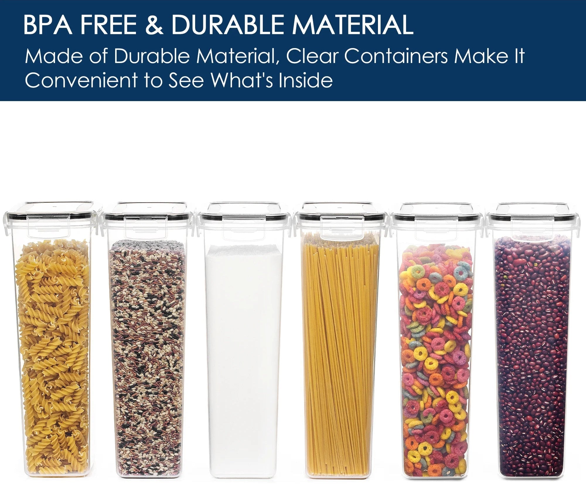 Airtight Food Storage Containers with Lids, 6PCS Plastic Spaghetti Container, 2.8L