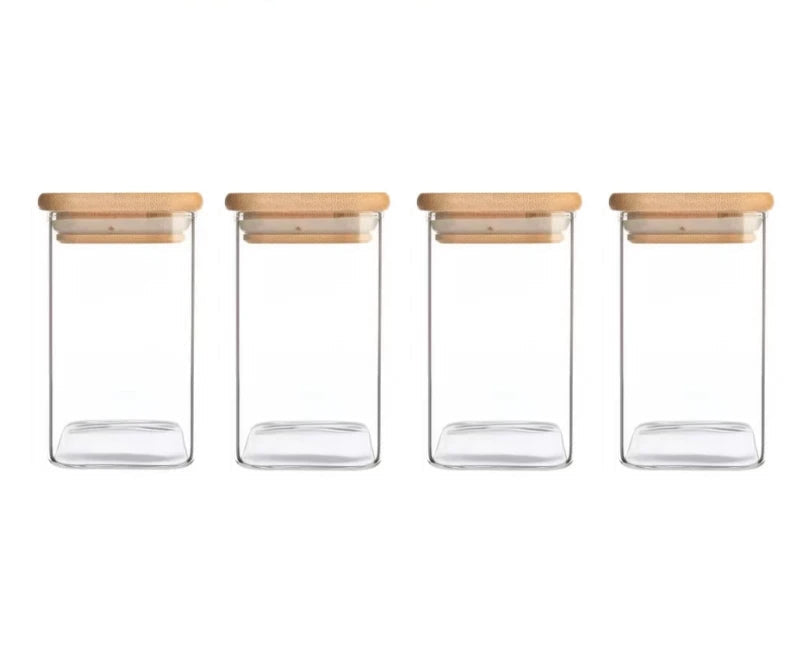 1/2/4/8Pcs, 10Oz Glass Jars with Airtight Lids, Candy Jars, Food Storage Containers with Bamboo Lids, Clear Jars